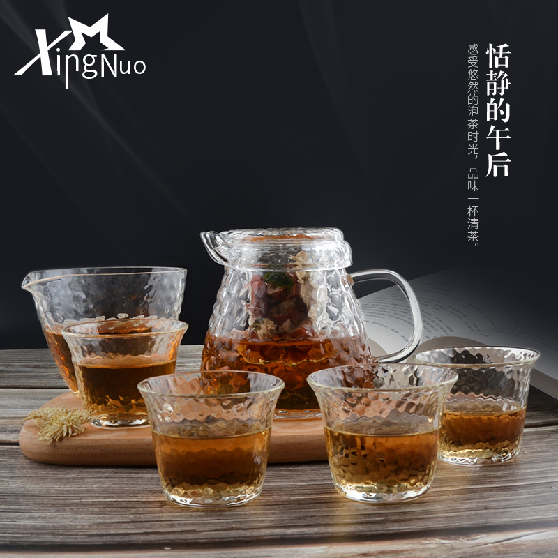 玻璃茶壶过滤泡茶壶家用耐高温锤纹耐热花茶壶泡茶器茶具套装